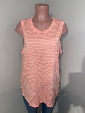 Athleta Coral & White Striped Sleeveless Tank. XL